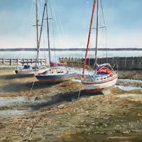 Boats at Low Tide, Titchfield Haven Art