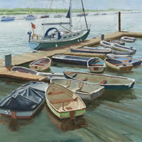 East Cowes Isle of Wight Art Gallery – Boats at the Folly Inn – Oil Painting