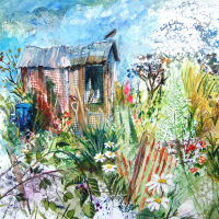 Allotment Painting – Hampshire Artists Gallery – Southampton Art Society and Romsey Art Group member Ruth LewisPrints and Cards available –
