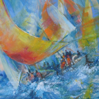 Yacht Race – Romsey Hampshire Artist and Art Tutor Wendy Jelbert – Coastal Art