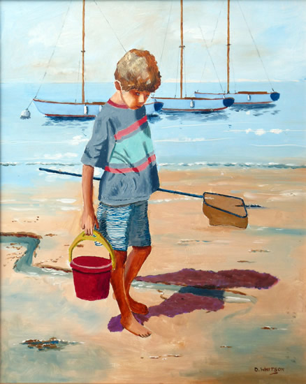 Bembridge Beach Isle Of Wight - Boy On Beach - Art Prints