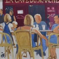 Café – Saint-Émilion, France – Oil Painting – Portsmouth Art Society Artist Mike Johnson