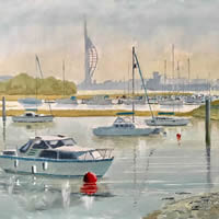 Forton Lake Portsmouth Harbour Hampshire – Boats – Gosport Artist David Whitson