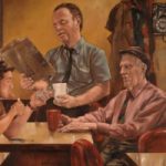 Men in Late Night Cafe – William Rochfort Artist in Oils