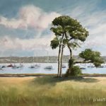 Portsmouth Harbour View With Trees – Landscape Painting – Hampshire Art Gallery – Gosport Artist David Whitson