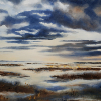Hampshire Dorset border Artist and Art Tutor Jean Baylis – Mist and Sky