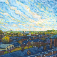 Winchester Rooftops – Autumn – Landscape Art Gallery – Hampshire Artist Ted Hepenstal