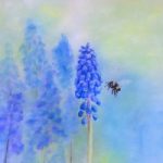Simply Spring – Grape Hyacinth or Muscari and Bee – Society of All Artists – Pauline Scott – Hampshire Artists Gallery