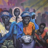 African Women – Silver Bowl Painting – Warsash Southampton Art Gallery