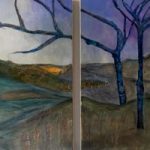 Diptych – Painting – Winter Trees Lake Hills – Abstract Artist Eileen Riddiford – Froxfield