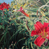 Daylilies - Acrylic Painting by Farnham Surrey England Artist Martin Southwood