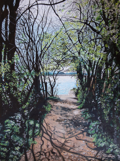 Emsworth Harbour Hampshire - Tree-Lined Path to Sea View - Acrylic - Martin Southwood