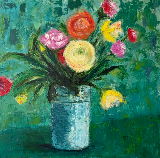 Flowers in Vase - Spring - Acrylic Painting by Farnham Art Society member Kit Bowles