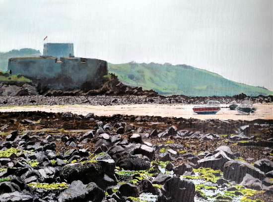 Fort Grey in Guernsey - Martello Tower - Acrylic Painting - Hampshire Artist Martin Southwood
