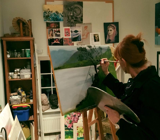 Kit Bowles - Hampshire Surrey Border Artist at work in her studio