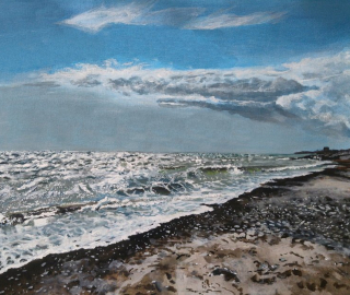 Shoreham on Sea Beach West Sussex - Acrylic Seascape Painting - Hampshire Artist Martin Southwood