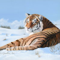 Siberian Tiger in Snow – Oil Painting – Romsey Hampshire Artist Debbie Goulden