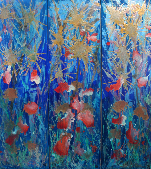 Fantasia Tryptch - Floral, Impressionist Art by Hampshire Artist Paul J Best