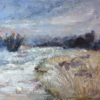 Frosted Fields - Winter Landscape Art by Hampshire Artist, Art Tutor and Lecturer, Clarissa Russell