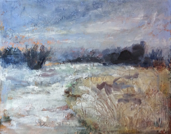 Frosted Fields - Winter Landscape - Art by Hampshire Artist, Art Tutor and Lecturer, Clarissa Russell