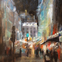 London Lights – Acrylic Painting by Hampshire Artist, Art Tutor and Lecturer, Clarissa Russell