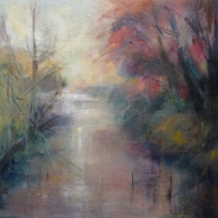 River Anton – Autumn – Oil Painting by Hampshire Artist, Art Tutor and Lecturer, Clarissa Russell