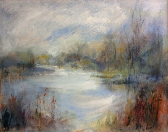 River Test, Hampshire - Landscape by Acrylic Artist, Art Tutor and Lecturer, Clarissa Russell