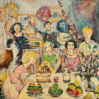Celebration - Birthday Girl - Sold Impressionist Art by Irene Colquhoun
