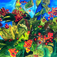 Summer Berries and Leaves - Watercolour Painting - Bordon Hampshire Artist Anna Valteran