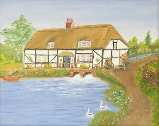 Hampshire Artist Alan Busby, Oil and Acrylic Paintings - River Walk, Alresford, Hants