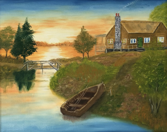 Oil and Acrylic Paintings by Hampshire Artist Alan Busby - Sunset Lodge