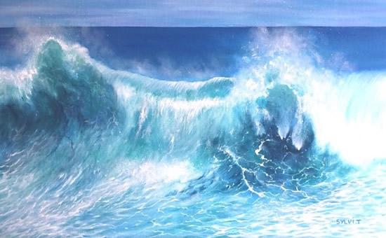 Seascape - Tahiti Wave - Hampshire Artist and Dorset Art Society member Sylviane Thomas