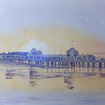 Southsea Pier Hampshire at Sunrise Watercolour Painting
